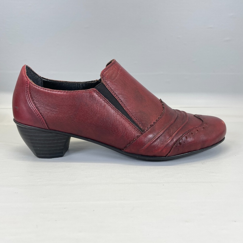 Rieker Catherine Ankle Boots Womens Size 39 US 8 Red Burgundy Leather Shoes